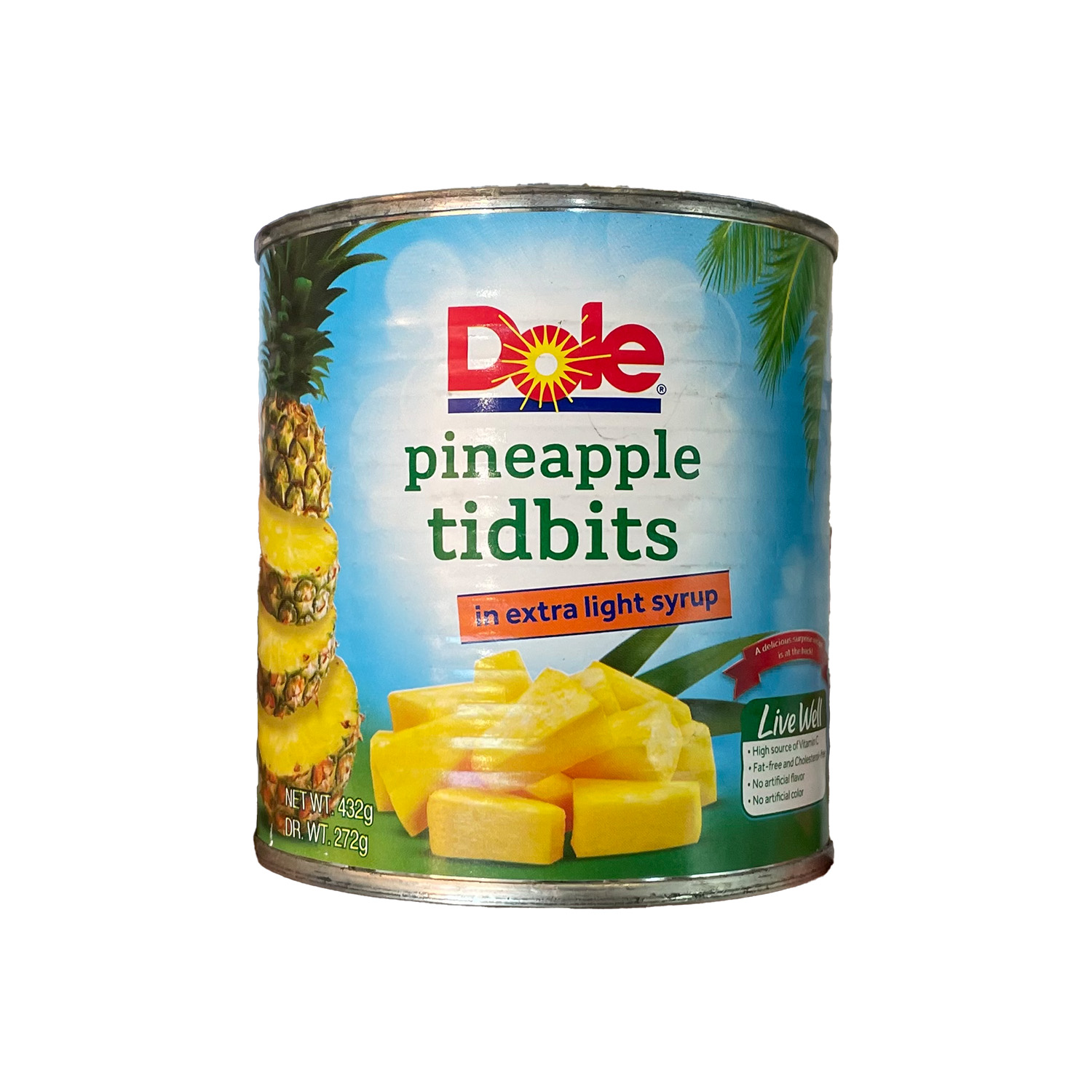 Dole Pineapple Tidbits In Extra Light Syrup 432 grams