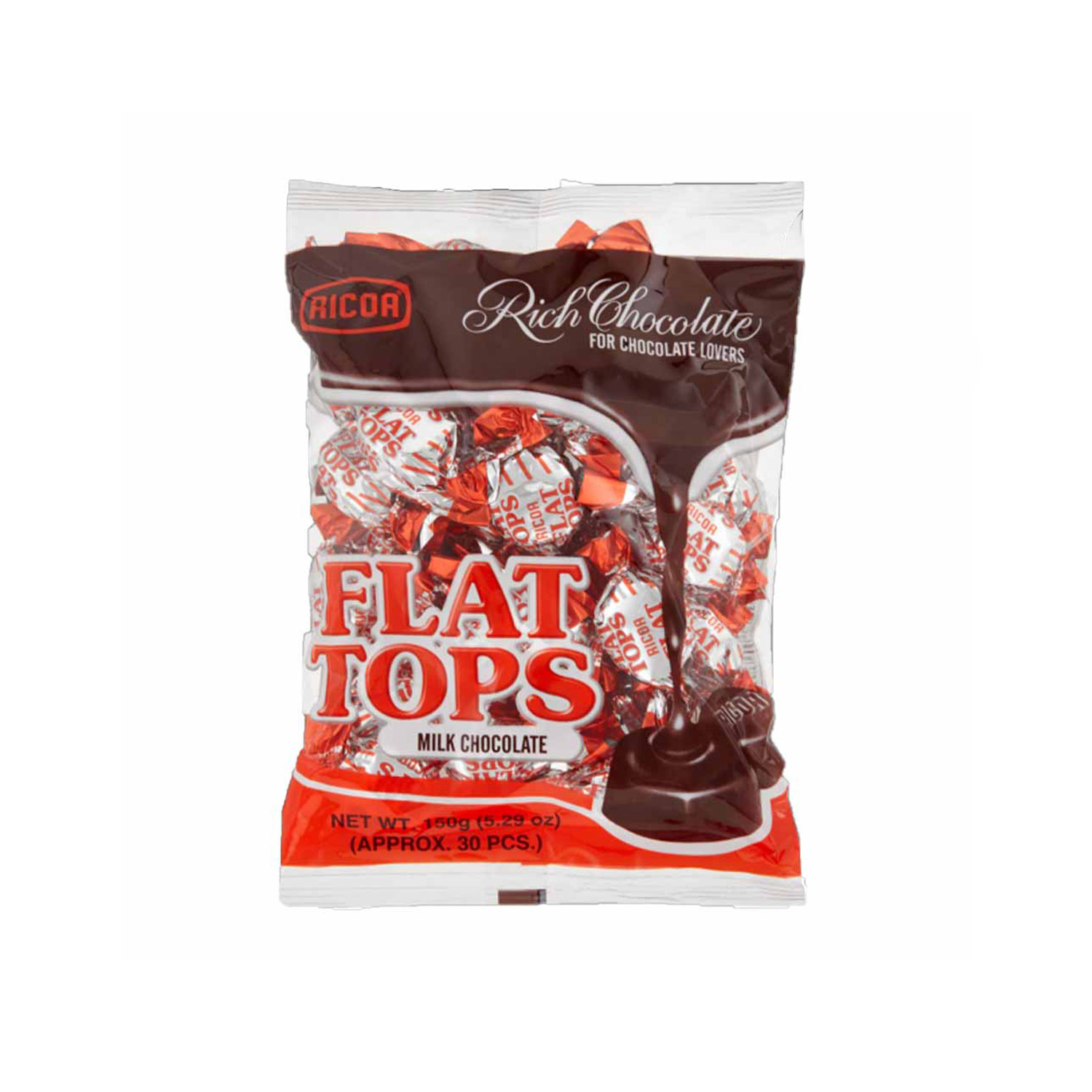 Ricoa Flat Tops Milk Chocolate 150 grams