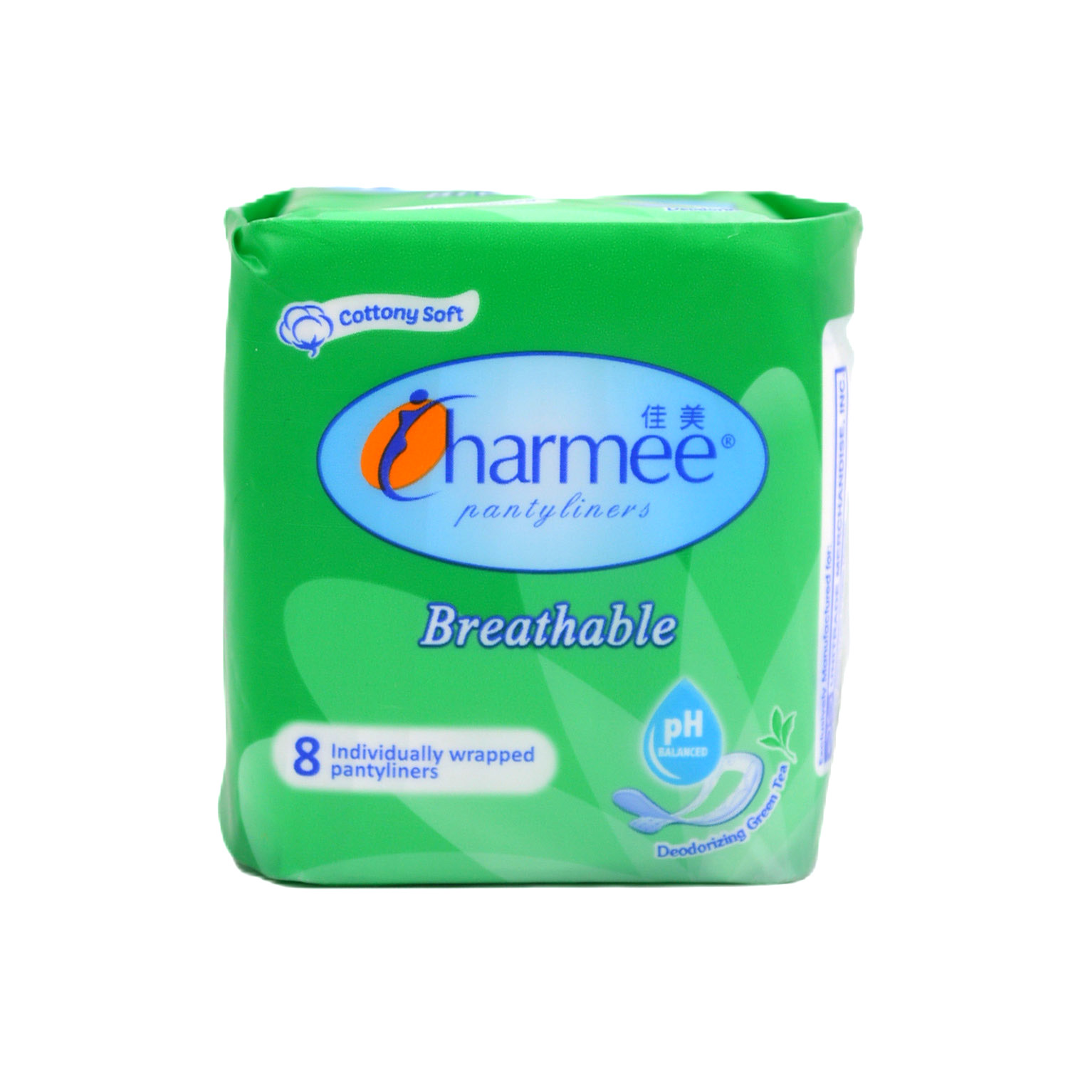 Charmee Pantyliner Breathable Greentea 8 pieces