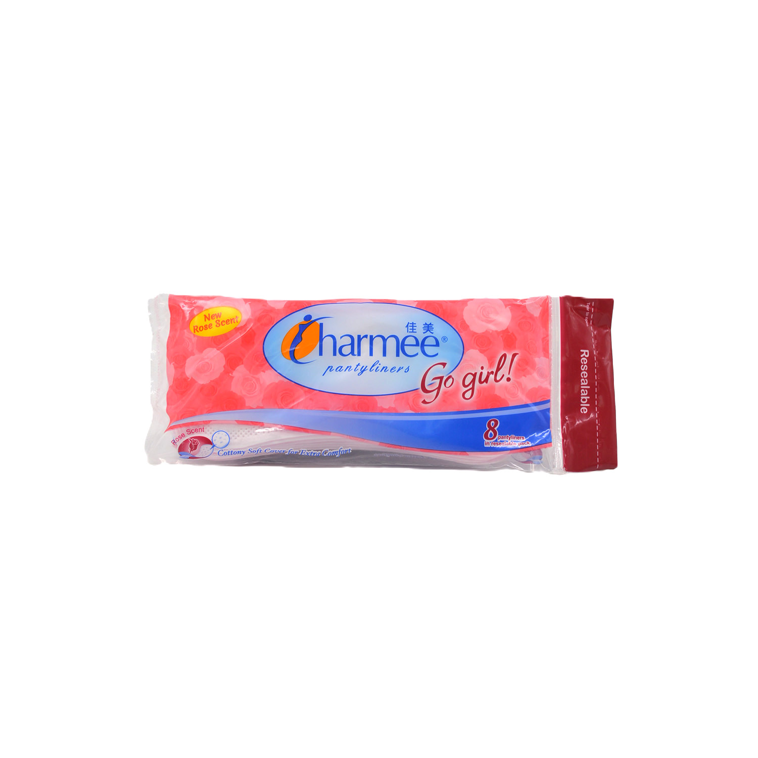 Charmee Pantyliners Go Girl Rose Scent 8 pieces