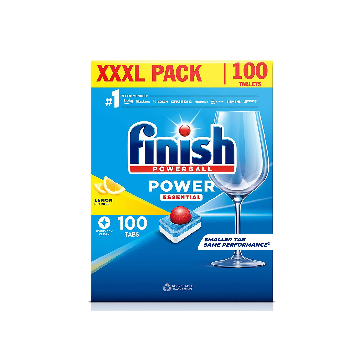 Finish All In 1 Powerball Essential Lemon 100 pieces