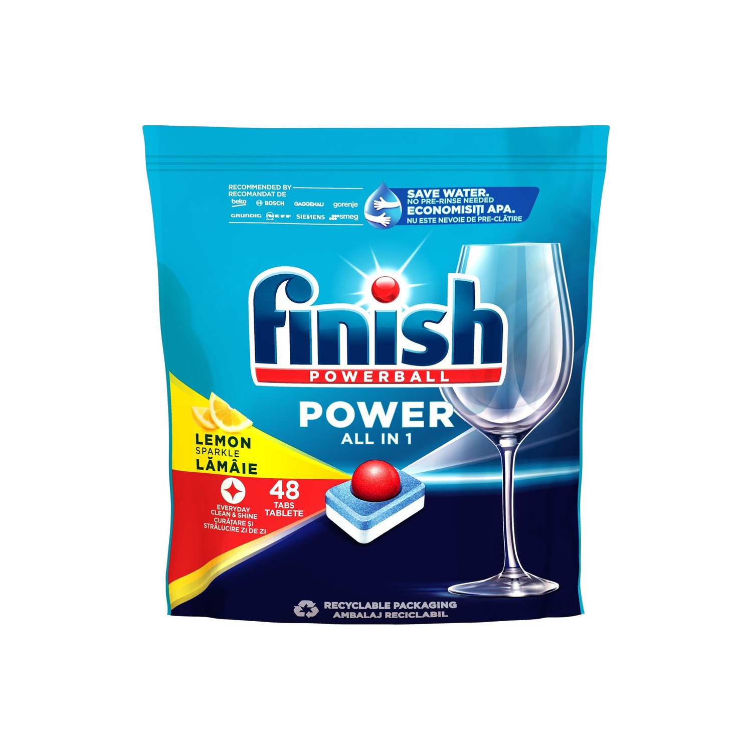 Finish Power All In 1 Dishwasher Tabs Lemon 48 pieces
