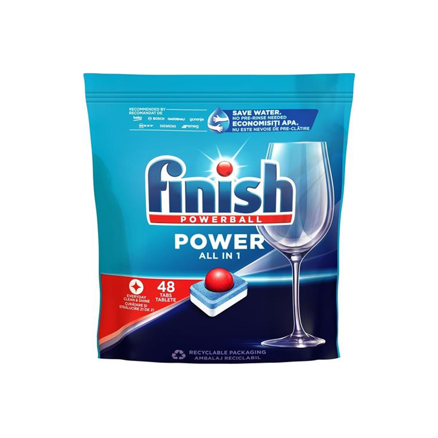Finish Power All In 1 Dishwasher Tabs Regular 48 pieces