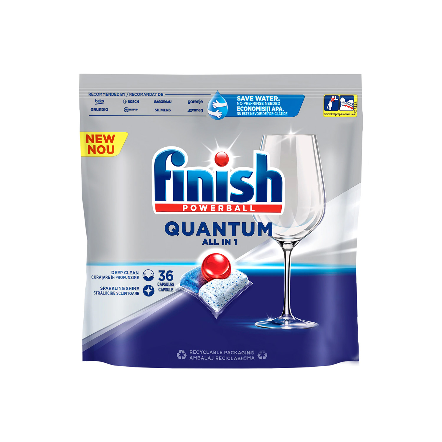 Finish Quantum All In 1 Dishwasher Caps Regular 36 pieces