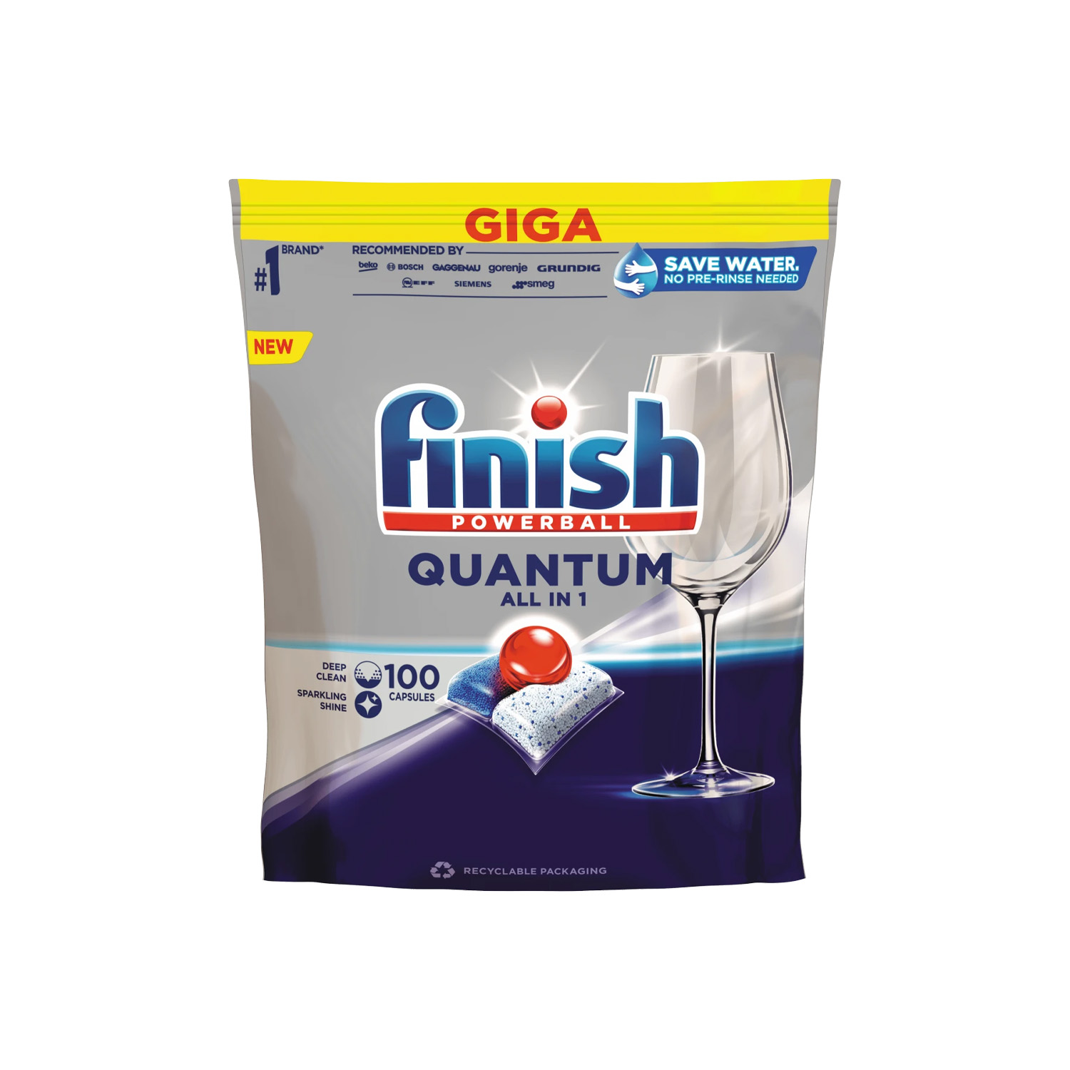 Finish Quantum All In 1 Dishwasher Caps Regular 100 pieces