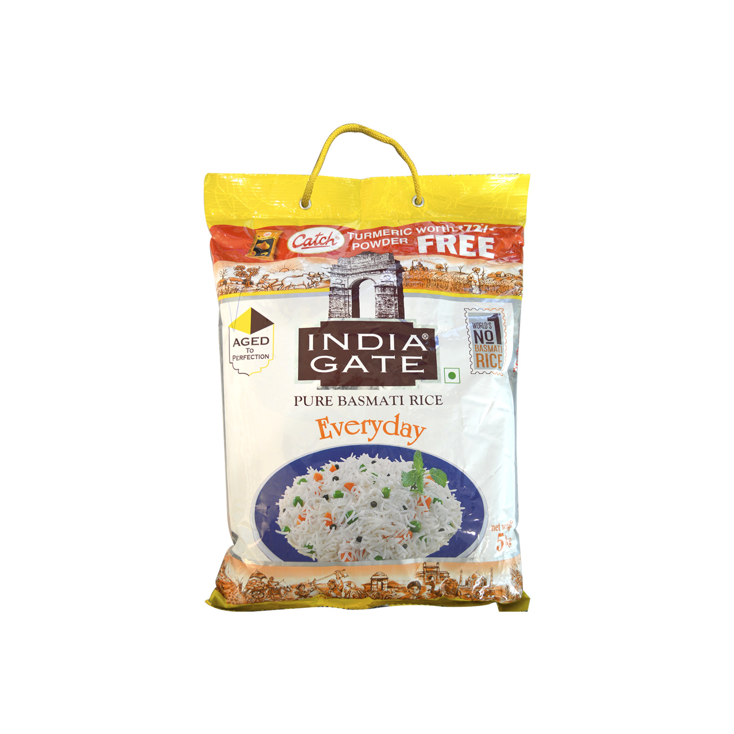 India Gate Everday Pure Basmati Rice 5 kilograms (Free Turmeric powder 200 grams)