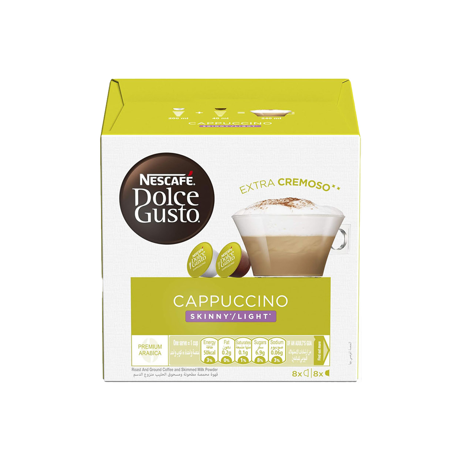 Nescafe Dolce Gusto Cappuccino Skinny And Unsweetened 16 Coffee Capsules 161 grams