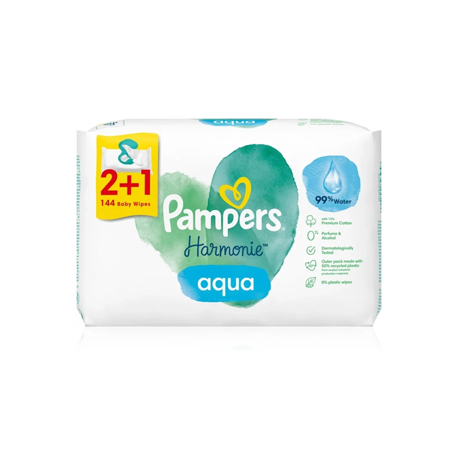 Pampers Harrony Aqua Wipes Pack of 3 (48 pieces)
