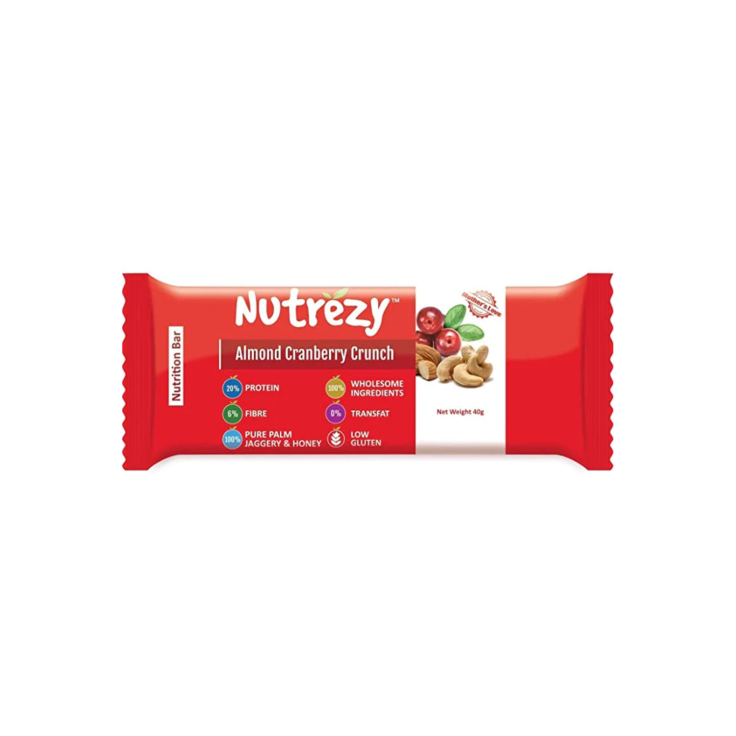 Nutrezy Almond Cranberry Crunch Bar 40 grams
