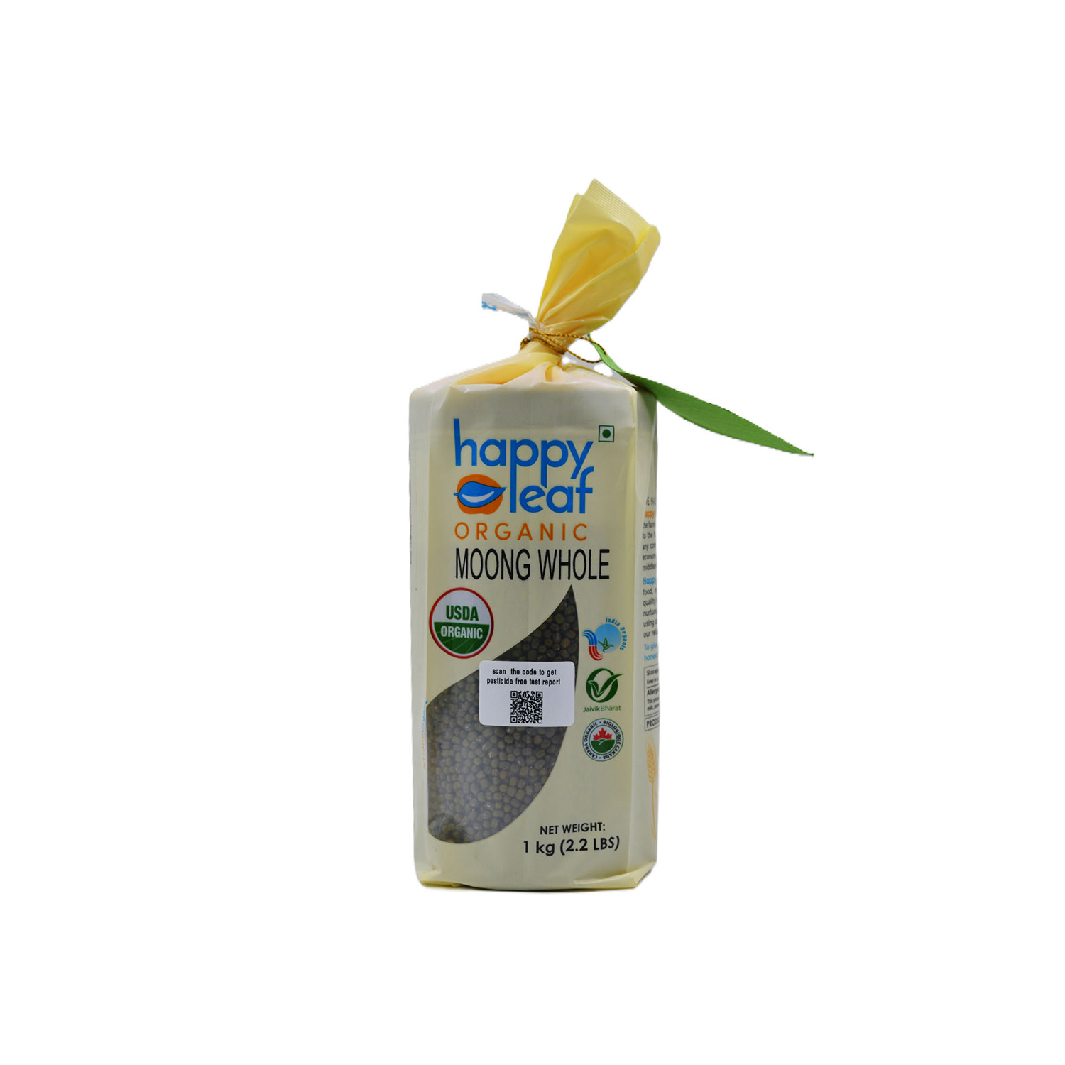 Happy Leaf Organic Moong Whole 1 Kilogram