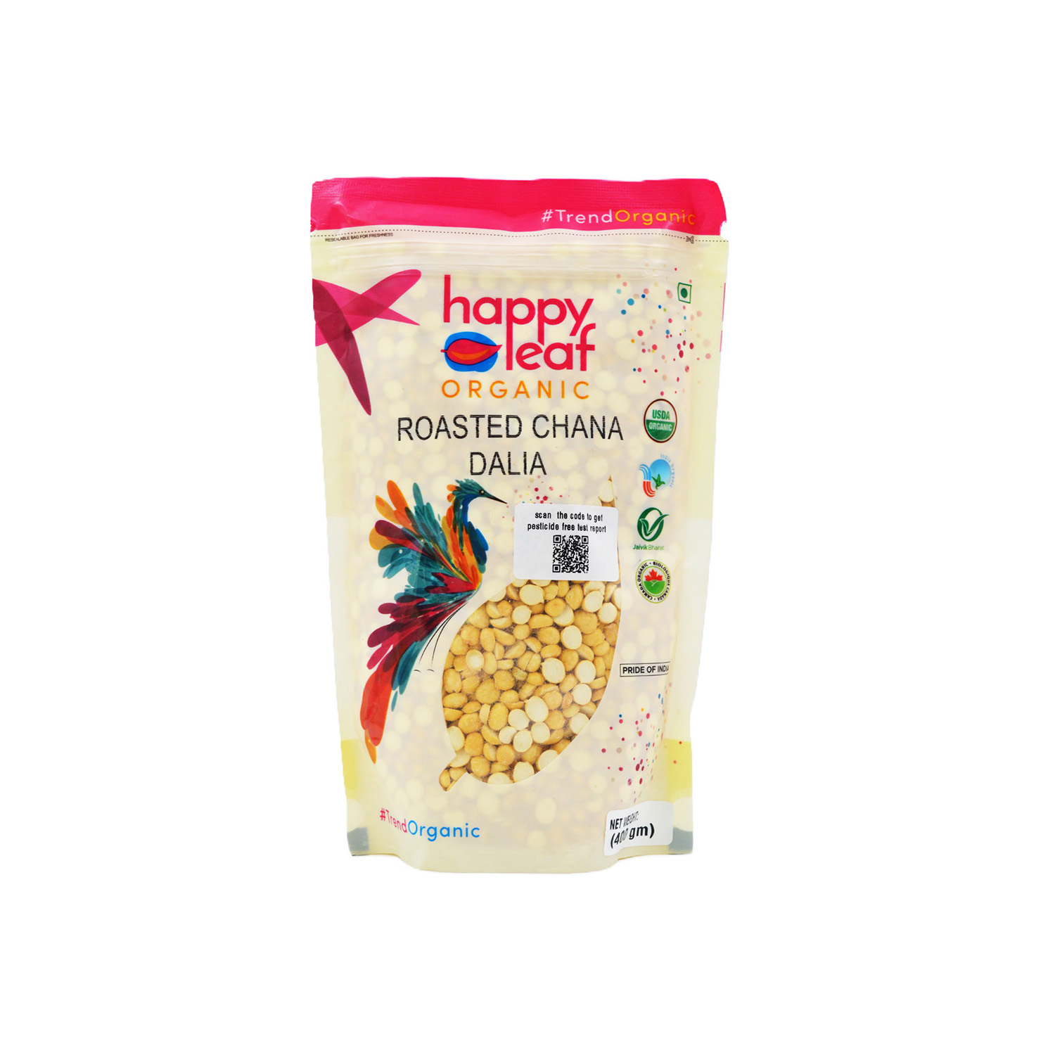Happy Leaf Organic Roasted Chana Dalia 400 grams