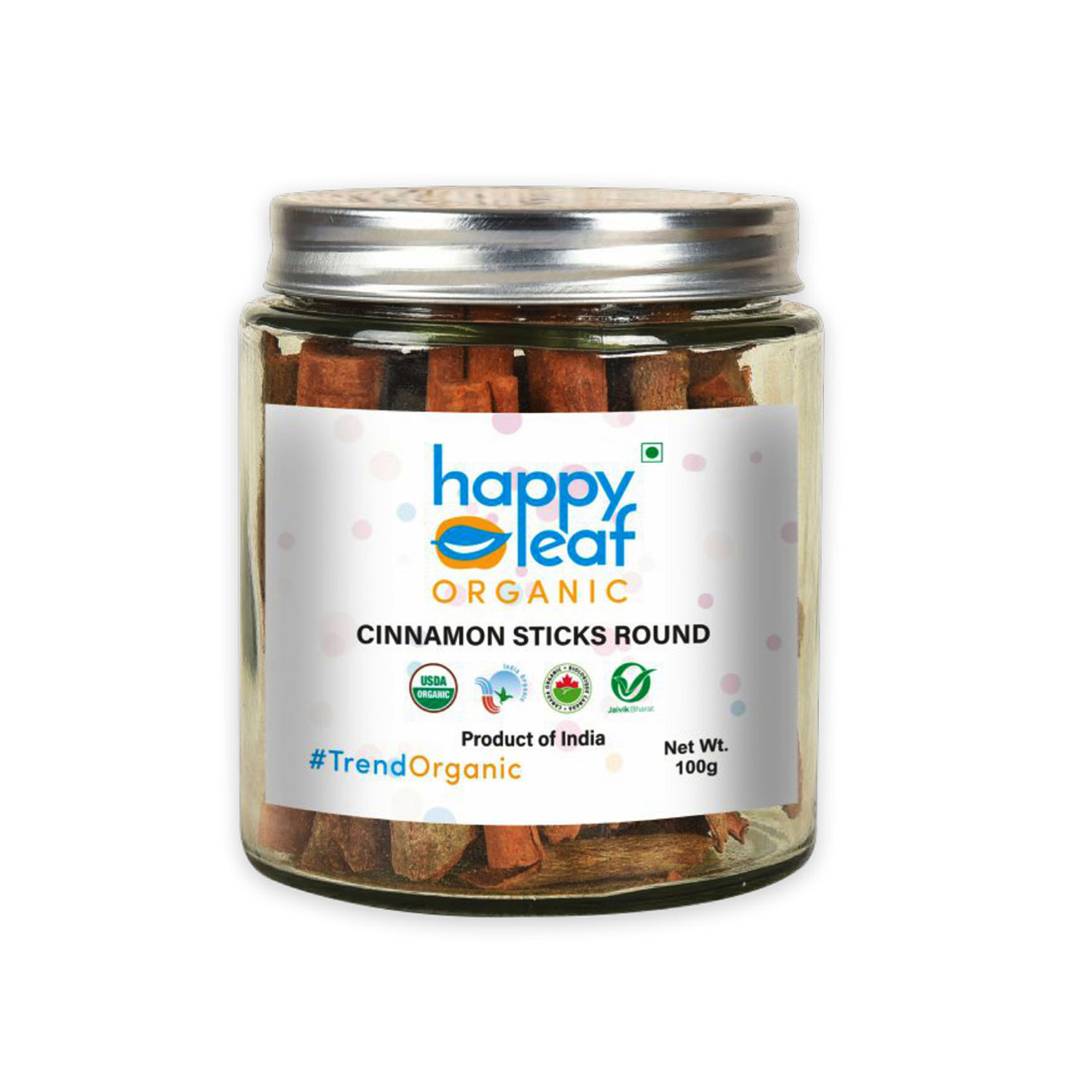 Happy Leaf Organic Cinnamon Sticks Round  Bottle 100 grams